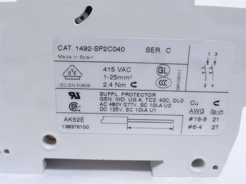 Allen-Bradley 1492-SP2C040; Circuit Breaker; 4A; 2P; 415VAC