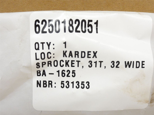 Baader 6250182051; Sprocket; 31 Teeth; 15/16 x 5/8"ID