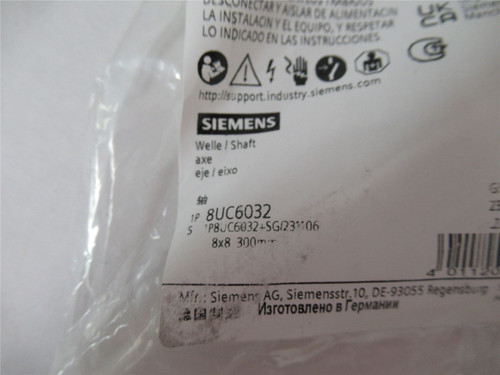 Siemens 8UC6032; Extension Shaft 300 mm L x8 mm W  Composite