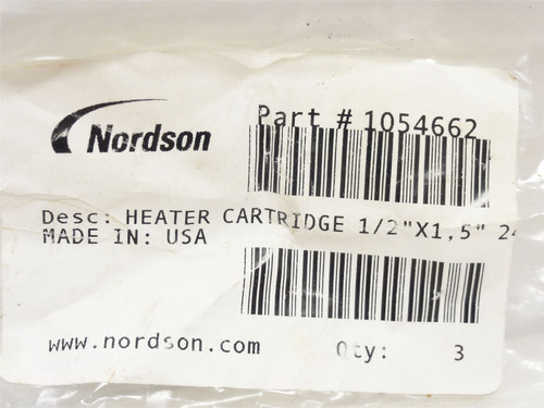 Nordson 1054662; Heater Cartridge; 200W; 240V; 1/2" OD