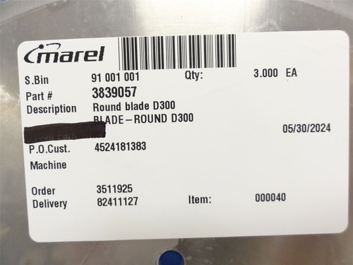 Marel 3839057; Round Blade D300; 3839057; 2300105378; 2235962