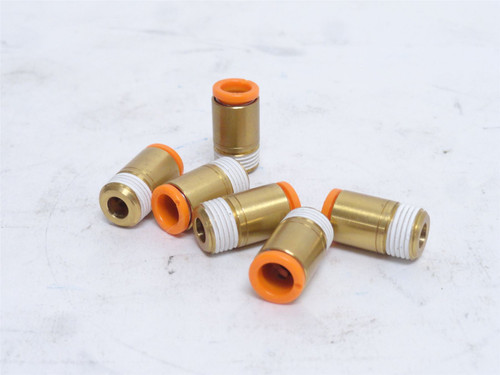 SMC KV2H07-34S; Lot-6 Straight Connectors 1/4" PTC x 1/8NPT