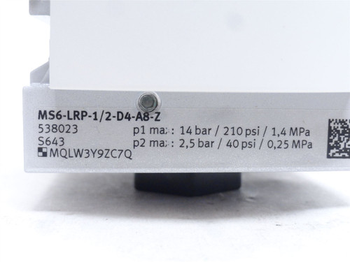 Festo MS6-LRP-1/2-D4-A8-Z; Pressure Regulator 1/2 x 1/4NPT