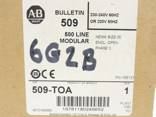 Allen-Bradley 509-TOA; Starter 9A; 3P; 600V; Coil: 220/240V
