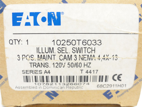 Eaton 10250T6033; Illumin-Selector Switch Operator 120VAC; 3P