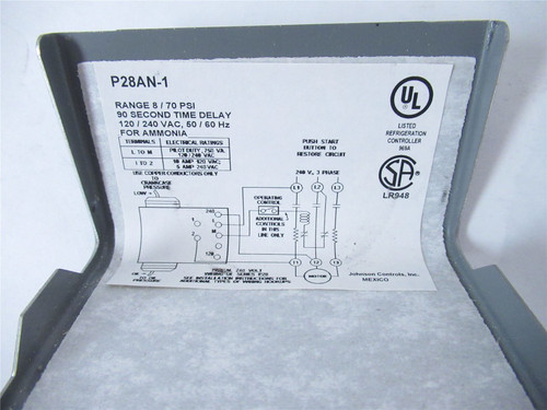Johnson Control P28AN-1; Mechancial Lube Oil Pressure Control