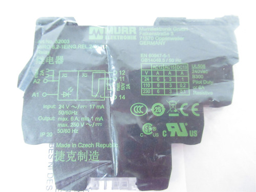 Murr 52003; Relay Coil 24VAC/VDC DinRail 1NO 1NC 6A