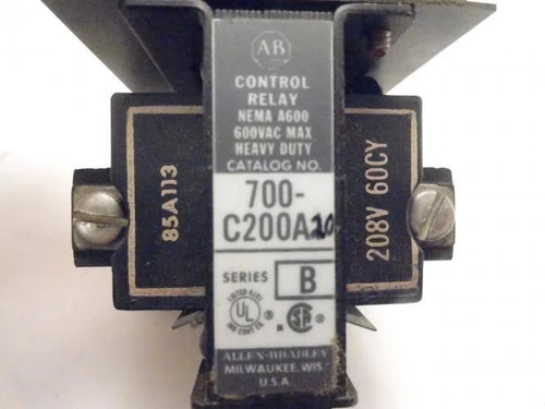 Allen-Bradley 700-C200A10; Control Relay; 20Amp 600V Coil 208V