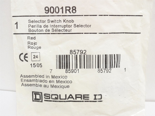 Square D 9001R8; Red Illuminated Short Handle; Size: 30mm