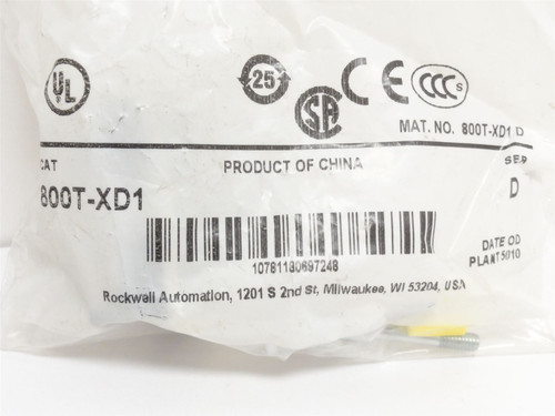 Allen-Bradley 800T-XD1; Contact Block; 1-NO; 30mm; 600VAC