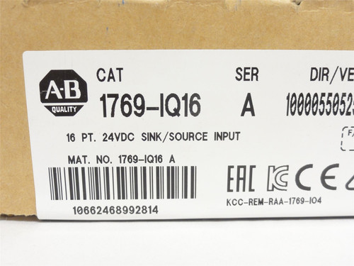 Allen-Bradley 1769-IQ16; Compact I/O Module; 24VDC; 16 Ch
