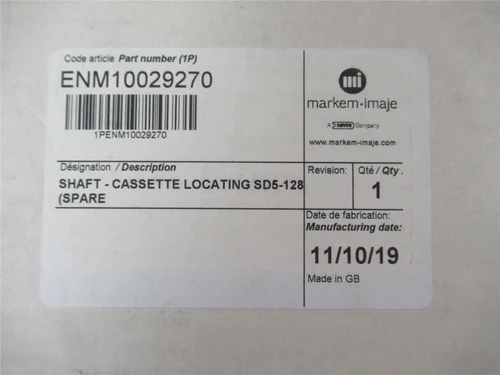 Markem ENM10029270; Shaft Cassette Locating SD5-128