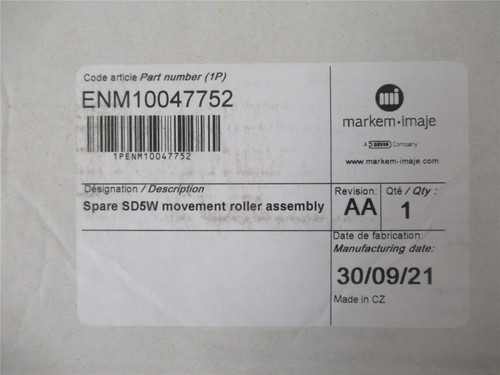 Markem ENM10047752; Spare SD5W Movement Roller Assembly