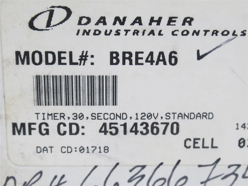 Danaher BRE4A6; Electronic Reset Timer; 30 Sec; 120V