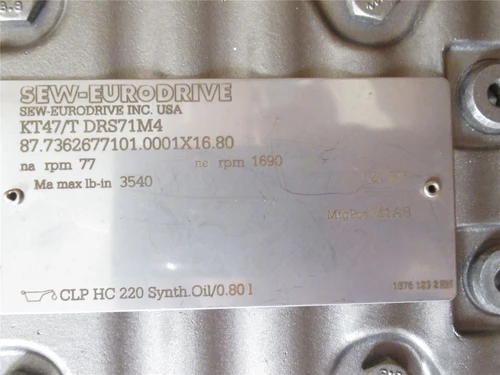 SEW KT47/T DRS71M4; Gearmotor; 21.81:1 Ratio; 3/4HP; 230/460V