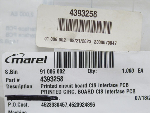 Marel 4393258; Printed Circuit Board CIS Interface 4000360
