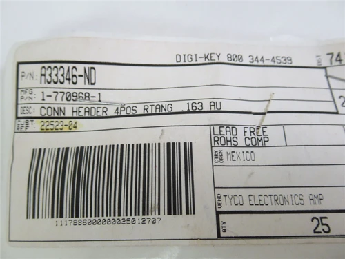 TE Connectivity 1-770968-1; Lot-10 Conn Header; 4-Position