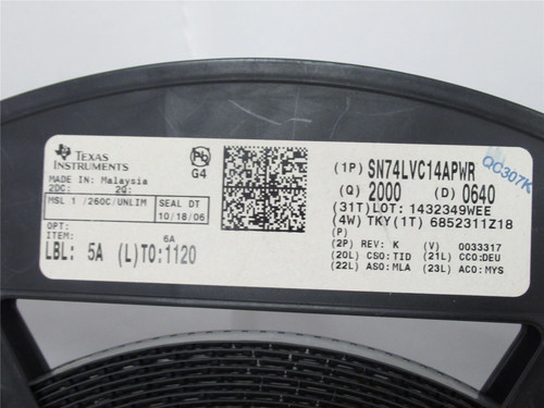 Texas Instruments SN74LVC14APWR; Lot-1800 IC INVERTER 6CH