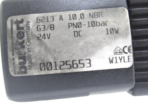 Burkert 125653; Servo Assisted Diaphragm Valve; 10bar; 24VDC