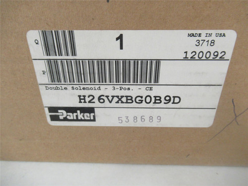 Parker H26VXBG0B9D; Pneumatic Solenoid Valve 24VDC Dbl Sided