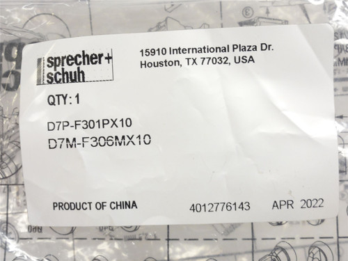 sprecher+schuh D7P-F301PX10; Momentary Push Button; 10A; 600V
