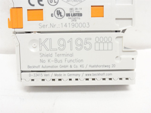 Beckhoff KL9195; Shield Terminal; 10A; 230VAC