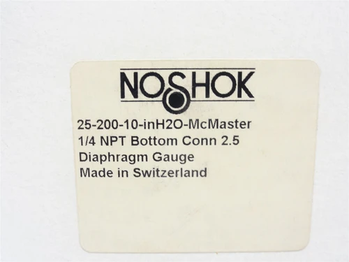 Noshok 25-200-10-inH2O; Pressure Gauge; 2.5" Dial; 1/4NPT