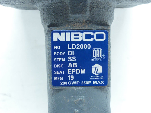 Nibco NLG090F; Butterfly Valve; LD2000-3; EPDM Size: 3"