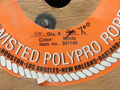 Continental Western 301149; Polypro Rope; 3/8"OD x 400' Roll