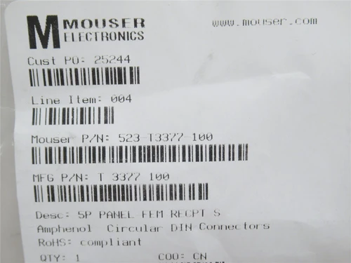 Amphenol  T 3377 100; Circular DIN Connector; 5-Contact
