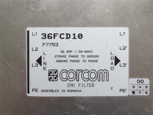 Corcom 36FCD10; EMC/EMI Line Filter 36A; 278/480VAC; 3PH