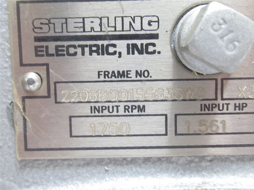 Sterling 2206BQ015563SWD; Gear Reducer; RA; 15:1 Ratio; 1.56HP
