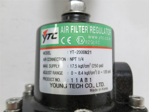 Young Tech YT-200BN21; Air Filter Regulator; 1/4NPT; 0-120psi