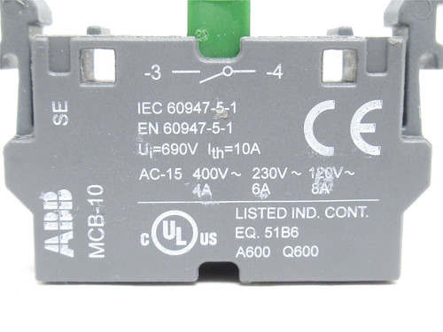 ABB MCB-10; Contact Block; 6A; 120VAC; SPST; 1-NO