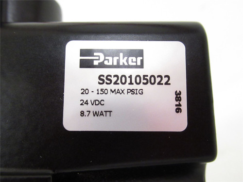 Parker SS20105022; Pneumatic Solenoid Valve; 24VDC; 20-150PSI