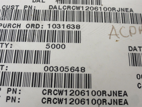 Vishay CRCW1206100RJNEA; Lot-3800 Thick Film Chip Resistors