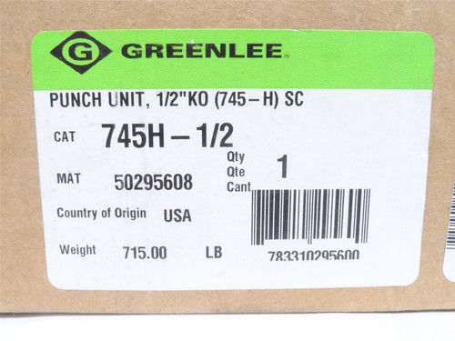 Greenlee 745H-1/2; Knockout Punch and Die Kit; 1/2"