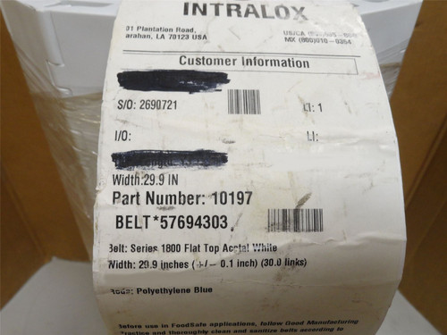 Intralox S1800-30-6.45; Flat Top Belt; 30" Wide x 6.45" Long