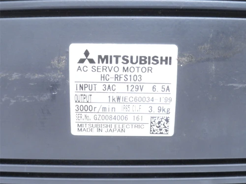 Mitsubishi HC-RFS103; Servo Motor; 1kW; 3000r/min; 129V; 6.5A