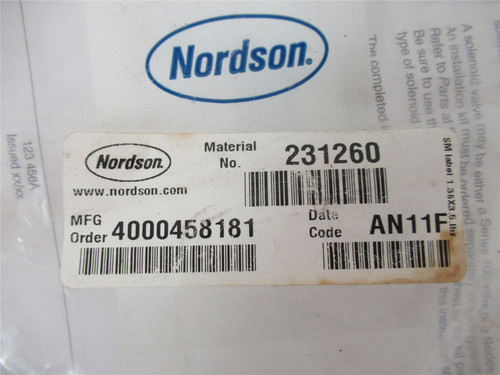 Nordson 231260;  Solenoid Valve Install Kit Series 400