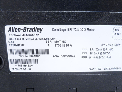 Allen-Bradley 1756-IB16; Input Module; 10-31.2VDC; 10mA