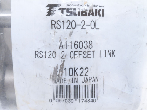Tsubaki RS120-2-0L; Roller Chain Offset Link; #120; 2-Strand