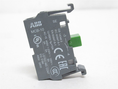 ABB MCB-10; Contact Block Module; 1-NO; 10A; 600VAC