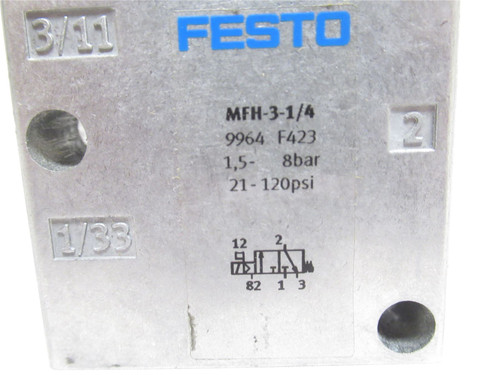 Festo MFH-3-1/4; Solenoid Valve 9964; 1/4NPT; 1.5-8 Bar