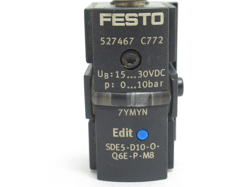 Festo SDE5-D10-0- Q6E-P-M8; Pressure Sensor 527467; 0-10BAR