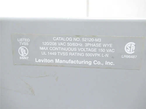 Leviton 52120-M3; Surge Protective Device; 120/208VAC; 100kA