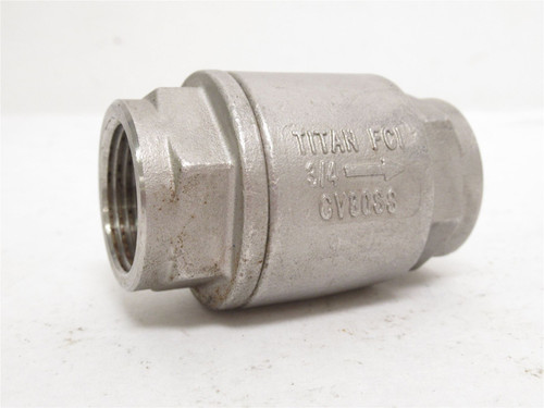 Titan FCI CV80SS-3/4; Inline Check Valve; SS; 3/4NPT; ANSI300