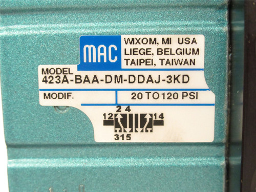 MAC 423A-BAA-DM-DDAJ-3KD; Solenoid Valve; 24VDC; 5.4W