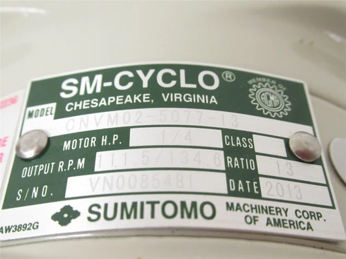 Sumitomo CNVM02-5077-13; Gear Motor; 1/4HP; 220V; 1720RPM;
