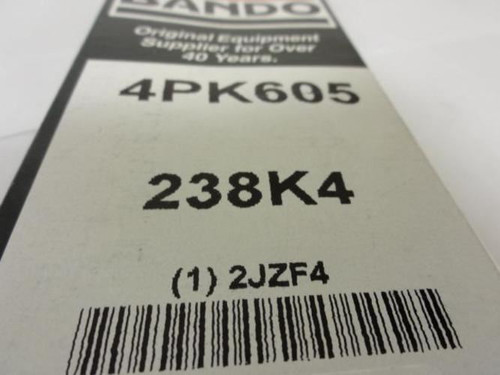 Bando 4PK605; Serpentine Belt 238K4; 4-ribs 23.8"L; 2JZF4